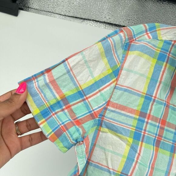 Jumping Beans Boy’s Multicolored Plaid Short Sleeve Button Front Shirt Size 7 - Picture 3 of 10